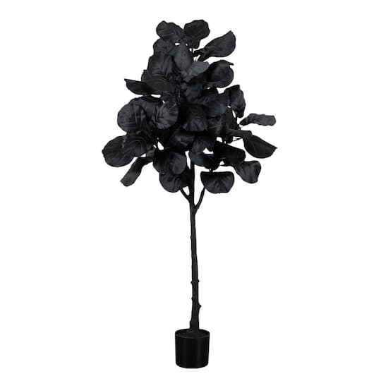 5Ft Artificial Halloween Black Fiddle Leaf Tree By Nearly Natural | 28" x 28" x 60" | Michaels®